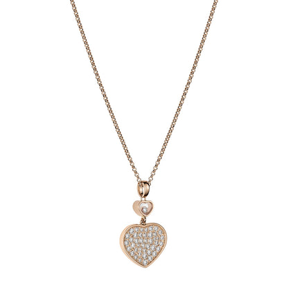 Chopard Happy Hearts pendant in 18k ethical rose gold with moving diamonds view 2