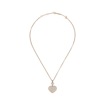 Chopard Happy Hearts pendant in 18k ethical rose gold with moving diamonds view 3