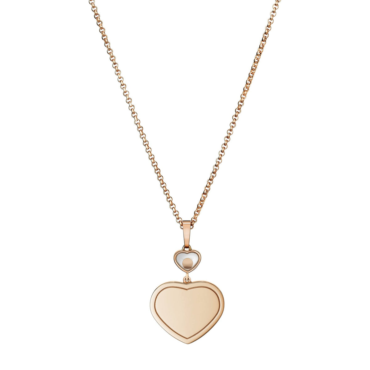Chopard Happy Hearts pendant in 18k ethical rose gold with moving diamonds view 4