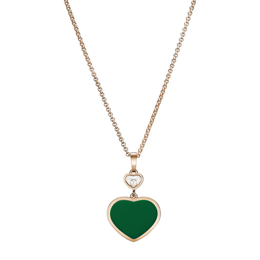 Chopard Happy Hearts pendant in 18k ethical rose gold with moving diamonds and agate