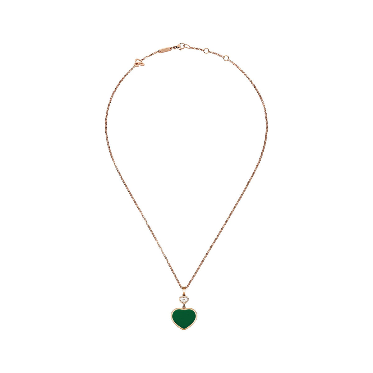 Chopard Happy Hearts pendant in 18k ethical rose gold with moving diamonds and agate view 3