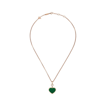 Chopard Happy Hearts pendant in 18k ethical rose gold with moving diamonds and agate view 3