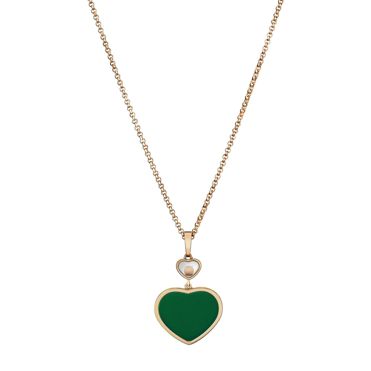 Chopard Happy Hearts pendant in 18k ethical rose gold with moving diamonds and agate view 4
