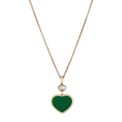Chopard Happy Hearts pendant in 18k ethical rose gold with moving diamonds and agate view 4
