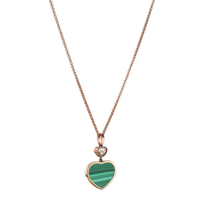 Chopard Happy Hearts pendant in 18k ethical rose gold with moving diamonds and malachite view 2
