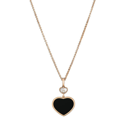 Chopard Happy Hearts pendant in 18k ethical rose gold with moving diamonds and onyx