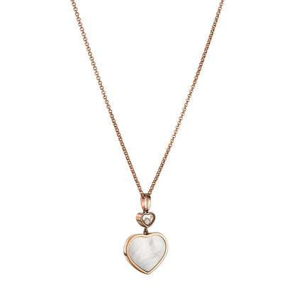 Chopard Happy Hearts pendant in 18k ethical rose gold with moving diamonds and mother of pearl view 2