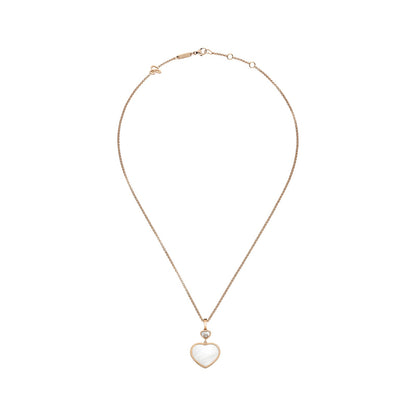 Chopard Happy Hearts pendant in 18k ethical rose gold with moving diamonds and mother of pearl view 3