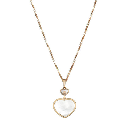Chopard Happy Hearts pendant in 18k ethical rose gold with moving diamonds and mother of pearl view 4