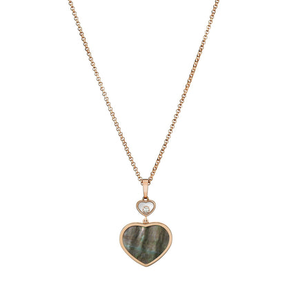 Chopard Happy Hearts pendant in 18k ethical rose gold with moving diamonds and mother of pearl