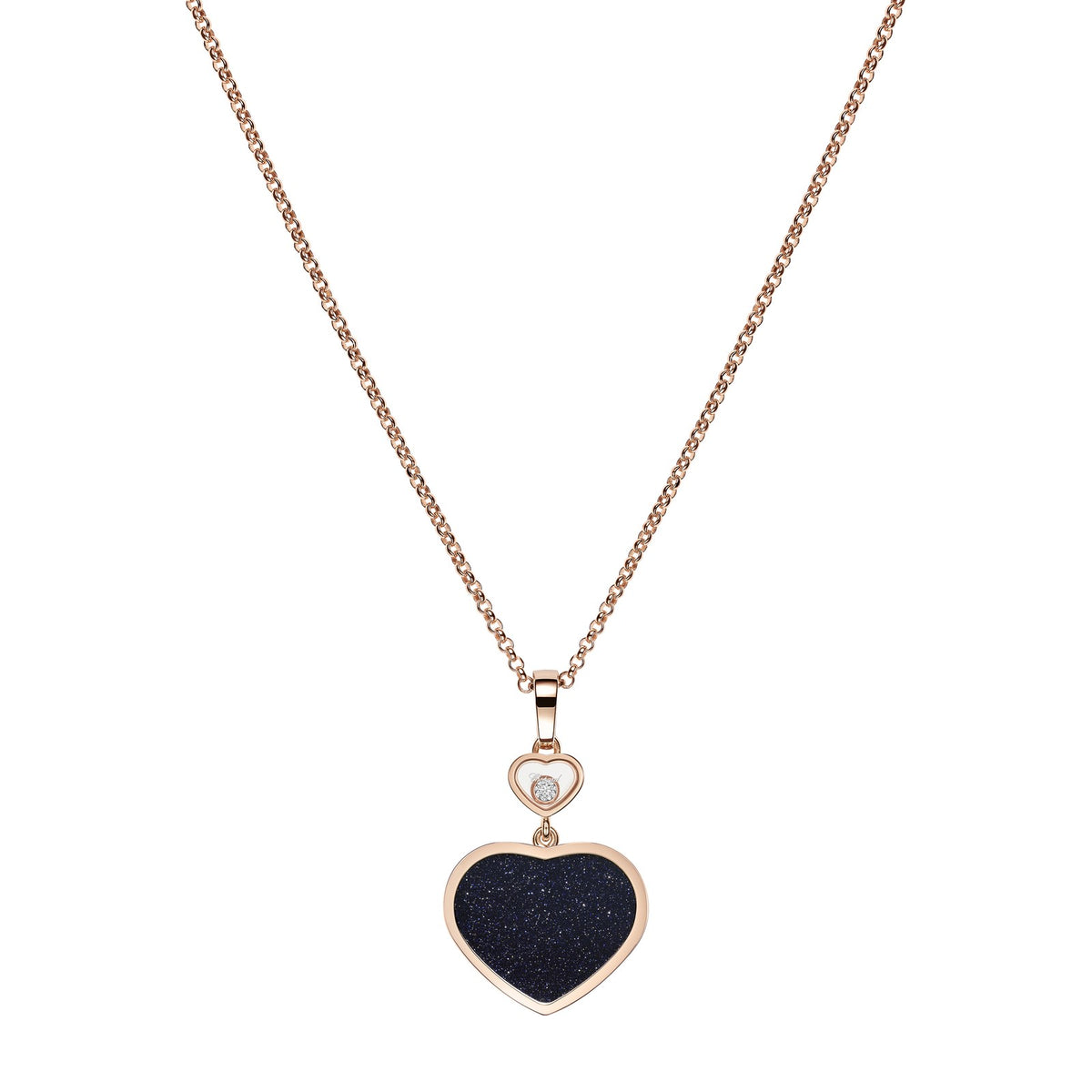 Chopard Happy Hearts pendant in 18k ethical rose gold with moving diamonds and aventurine