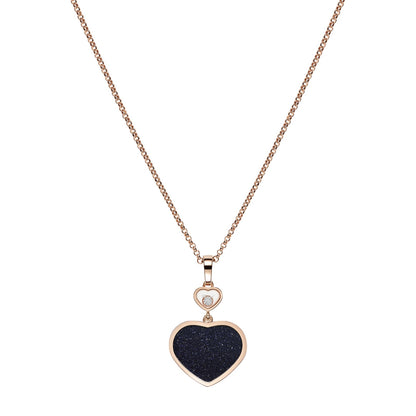 Chopard Happy Hearts pendant in 18k ethical rose gold with moving diamonds and aventurine