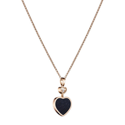 Chopard Happy Hearts pendant in 18k ethical rose gold with moving diamonds and aventurine, view 2