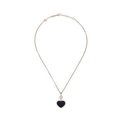 Chopard Happy Hearts pendant in 18k ethical rose gold with moving diamonds and aventurine, view 3