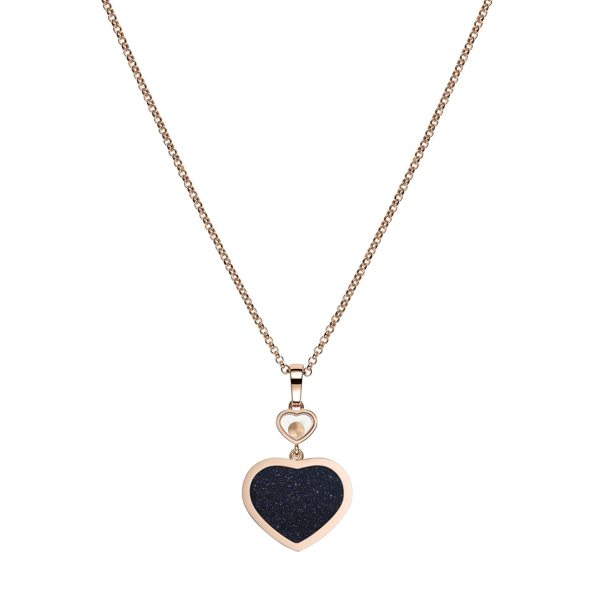 Chopard Happy Hearts pendant in 18k ethical rose gold with moving diamonds and aventurine, view 4