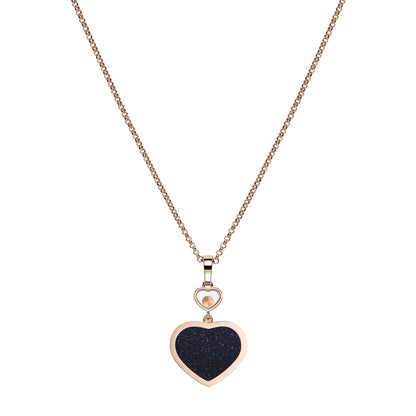 Chopard Happy Hearts pendant in 18k ethical rose gold with moving diamonds and aventurine, view 4