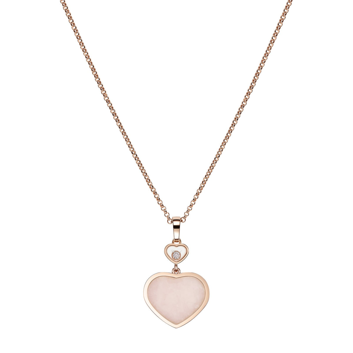 Chopard Happy Hearts pendant in 18k ethical rose gold with moving diamonds and opals