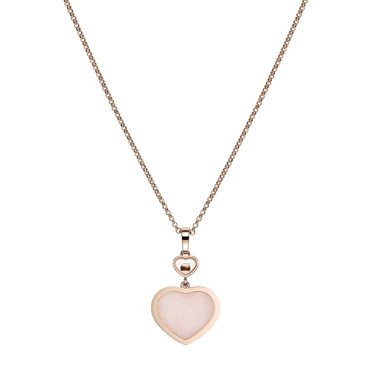 Chopard Happy Hearts pendant in 18k ethical rose gold with moving diamonds and opals, view 4