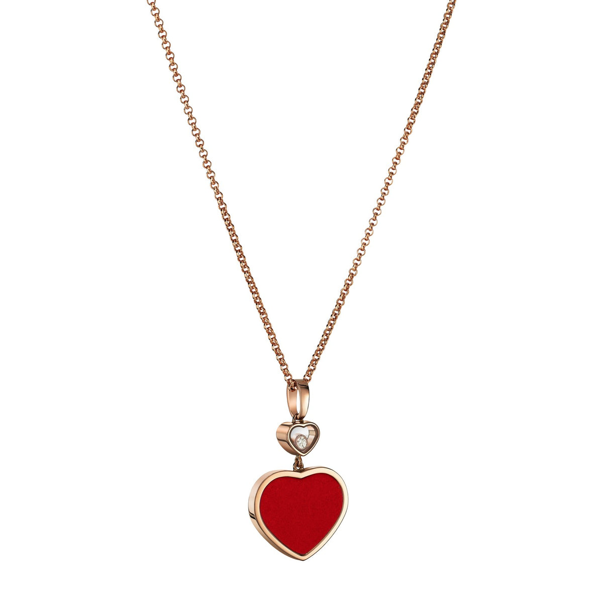 Chopard Happy Hearts pendant in 18k ethical rose gold with moving diamonds view 2
