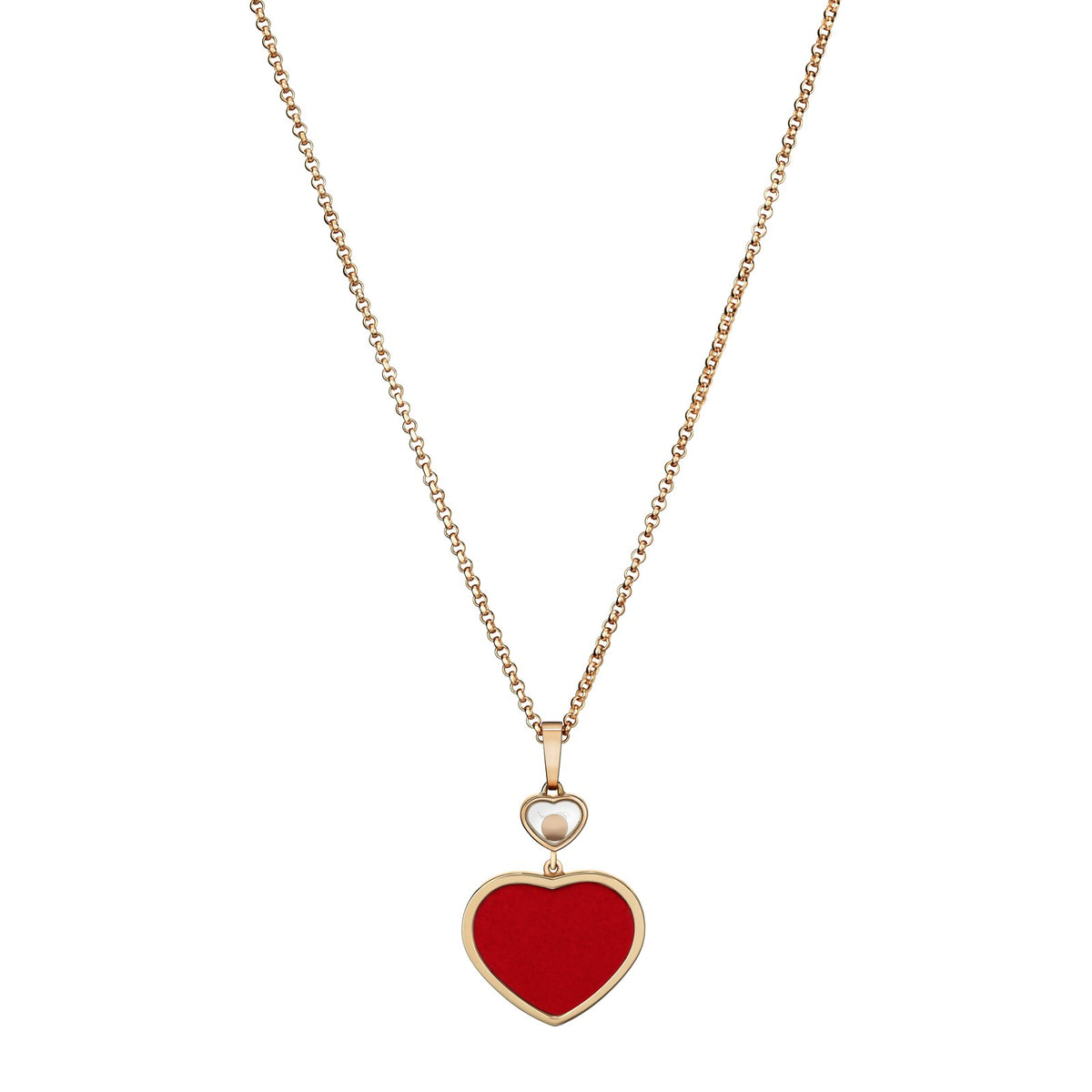Chopard Happy Hearts pendant in 18k ethical rose gold with moving diamonds view 4