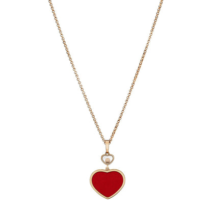 Chopard Happy Hearts pendant in 18k ethical rose gold with moving diamonds view 4