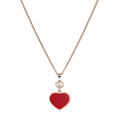 Chopard Happy Hearts pendant in 18k ethical rose gold with moving diamonds and carnelian