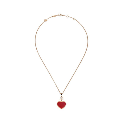 Chopard Happy Hearts pendant in 18k ethical rose gold with moving diamonds and carnelian, view 3