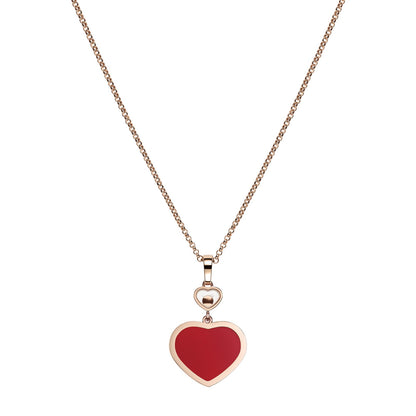 Chopard Happy Hearts pendant in 18k ethical rose gold with moving diamonds and carnelian, view 4