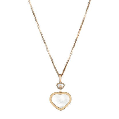 Chopard Happy Hearts pendant in 18k ethical rose gold with moving diamonds and mother of pearl, view 4