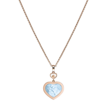 Chopard Happy Hearts pendant in 18k ethical rose gold with moving diamonds, mother of pearl and turquoise, view 4