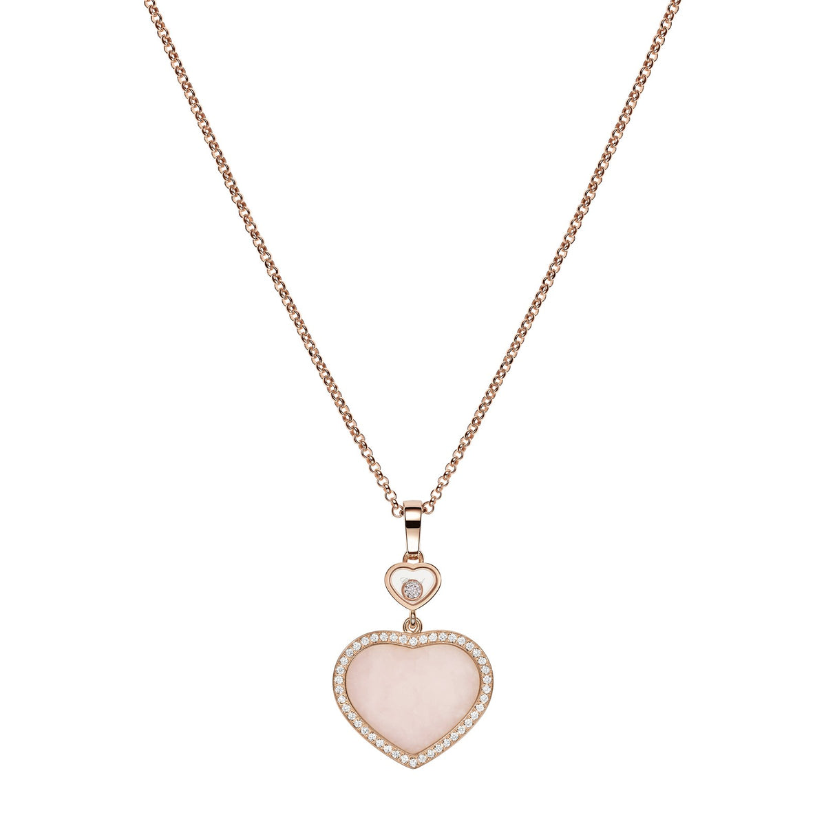 Chopard Happy Hearts pendant in 18k ethical rose gold with moving diamonds and opals