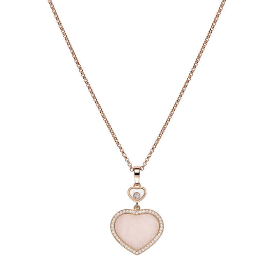 Chopard Happy Hearts pendant in 18k ethical rose gold with moving diamonds and opals