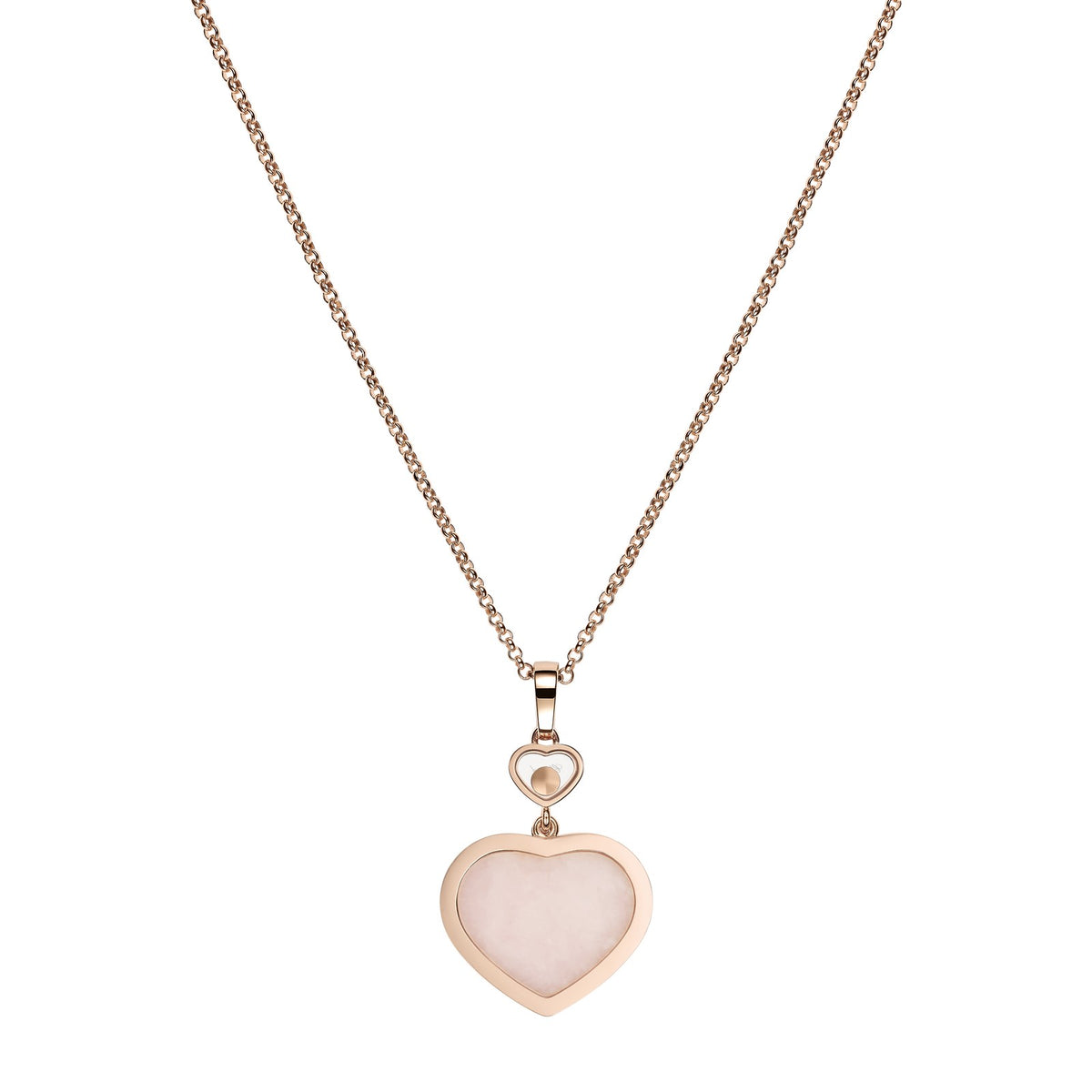 Chopard Happy Hearts pendant in 18k ethical rose gold with moving diamonds and opals, view 4