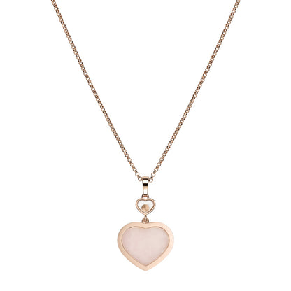 Chopard Happy Hearts pendant in 18k ethical rose gold with moving diamonds and opals, view 4