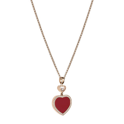 Chopard Happy Hearts pendant in 18k ethical rose gold with moving diamonds, view 2