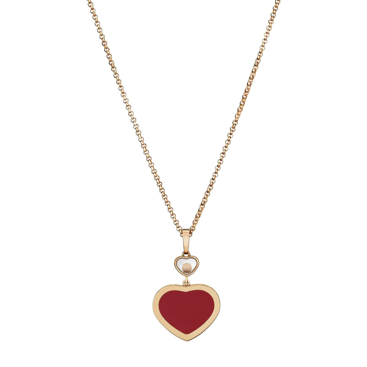 Chopard Happy Hearts pendant in 18k ethical rose gold with moving diamonds, view 4