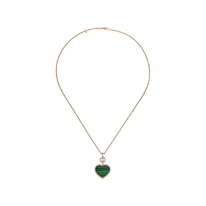 Chopard Happy Hearts pendant in 18k ethical rose gold with moving diamonds and malachite, view 3