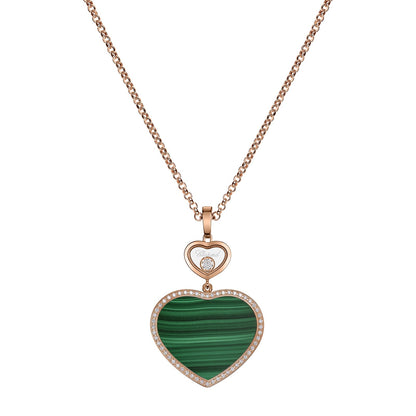 Chopard Happy Hearts pendant in 18k ethical rose gold with moving diamonds and malachite