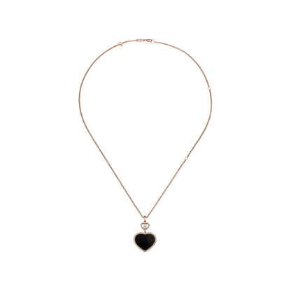 Chopard Happy Hearts pendant in 18k ethical rose gold with moving diamonds and onyx, view 3
