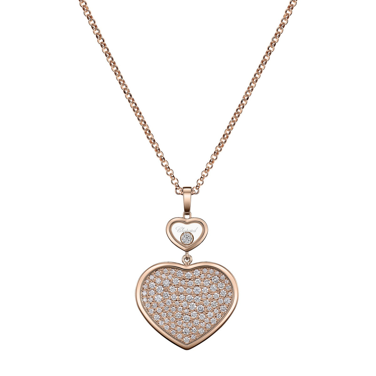 Chopard Happy Hearts pendant in 18k ethical rose gold with moving diamonds