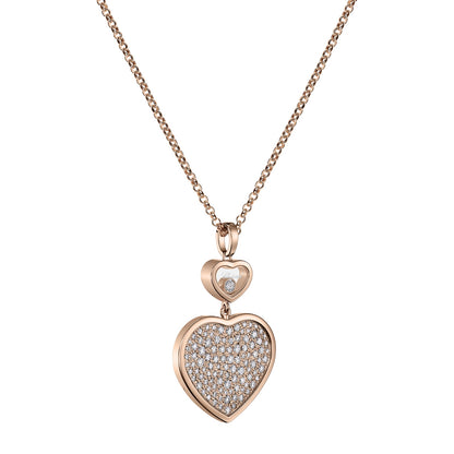 Chopard Happy Hearts pendant in 18k ethical rose gold with moving diamonds, view 2