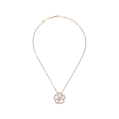 Chopard Happy Hearts pendant in 18k ethical rose gold with moving diamonds and mother of pearl, view 3