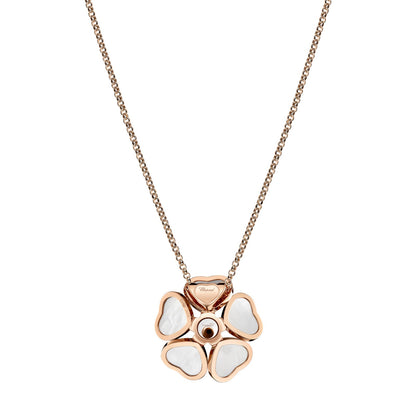 Chopard Happy Hearts pendant in 18k ethical rose gold with moving diamonds and mother of pearl, view 4