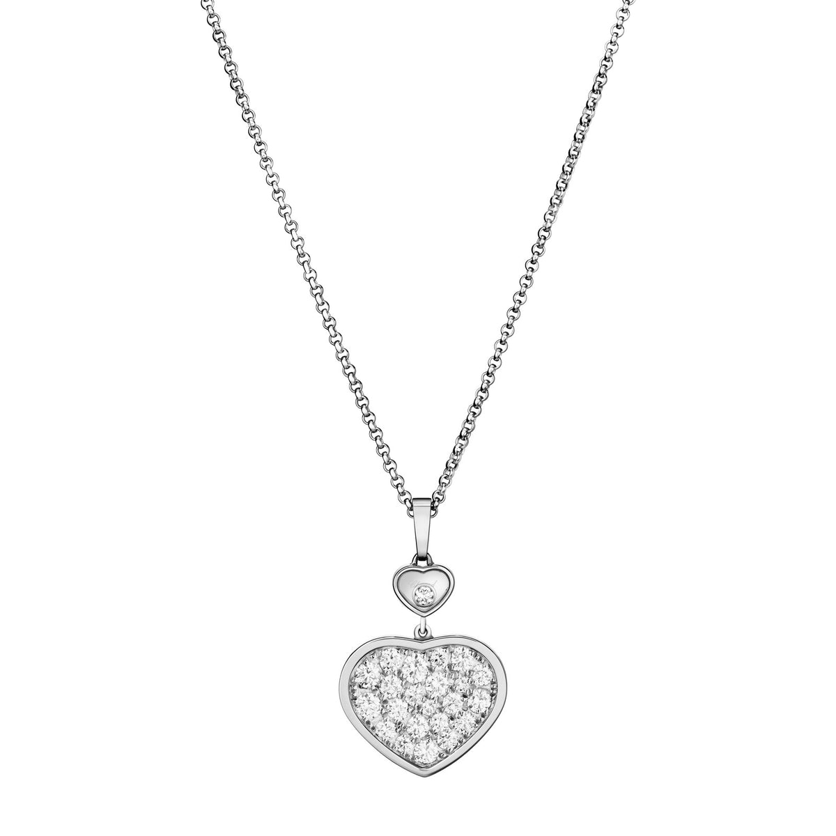 Chopard Happy Hearts pendant in 18k ethical white gold with moving diamonds