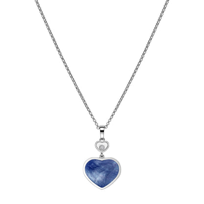 Chopard Happy Hearts pendant in 18k ethical white gold with moving diamonds and mother of pearl