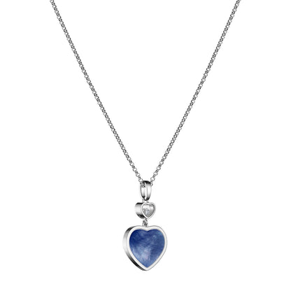Chopard Happy Hearts pendant in 18k ethical white gold with moving diamonds and mother of pearl, view 2
