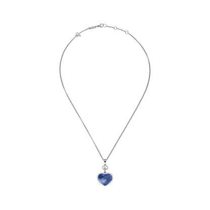 Chopard Happy Hearts pendant in 18k ethical white gold with moving diamonds and mother of pearl, view 3