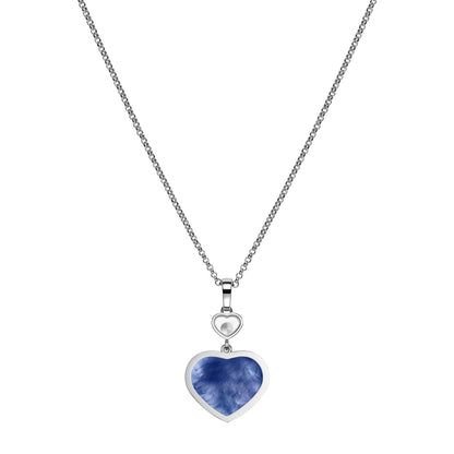 Chopard Happy Hearts pendant in 18k ethical white gold with moving diamonds and mother of pearl, view 4
