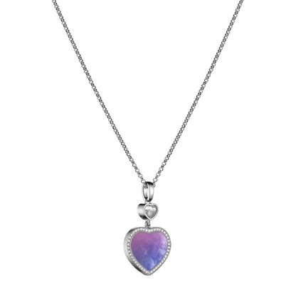 Chopard Happy Hearts pendant in 18k ethical white gold with moving diamonds and mother of pearl, view 2