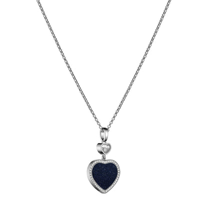 Chopard Happy Hearts pendant in 18k ethical white gold with moving diamonds and aventurine, view 2